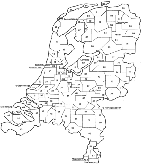 Postcode verzendgebieden kaart Nederland